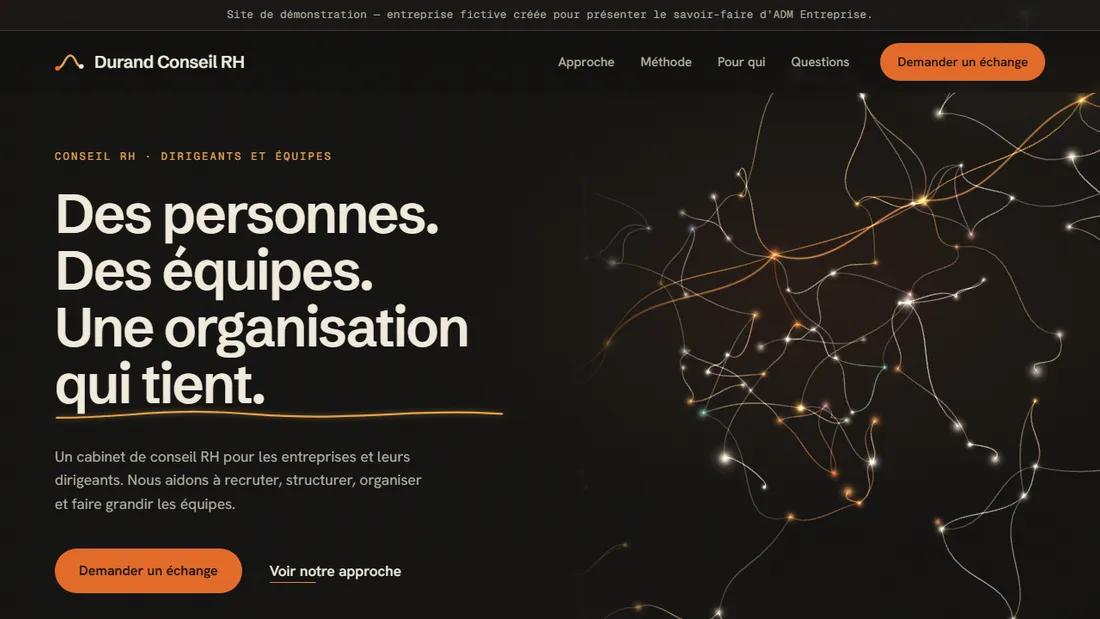 Première page du site de démonstration Durand Conseil RH, un cabinet de conseil fictif.